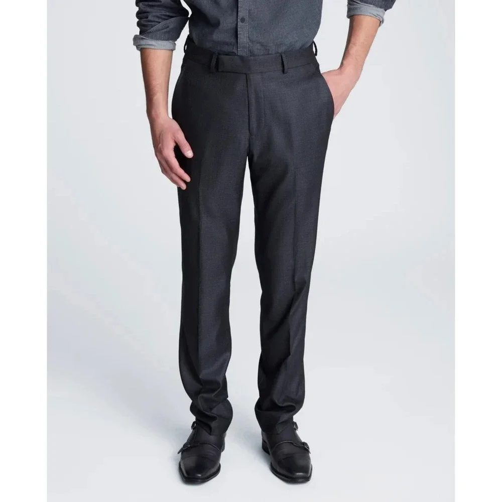 Kenneth Cole Reaction Men 2-pc Techni-Cole Suit GunMetal 46L Jacket Pant 40W 32L